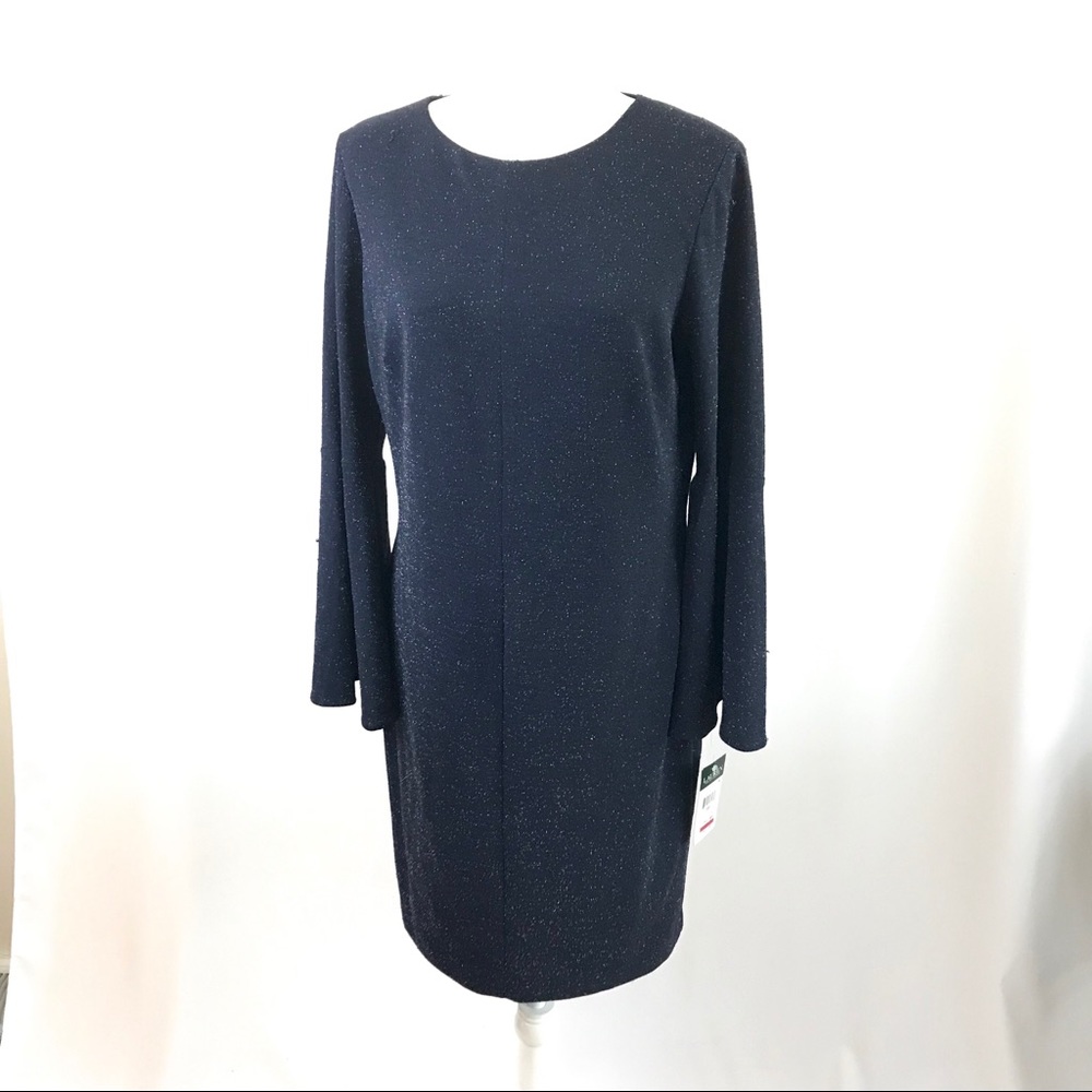 Navy knitted bell sleeves dress (#192,193)